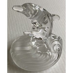 Art Glass Dolphin Figurine 6"